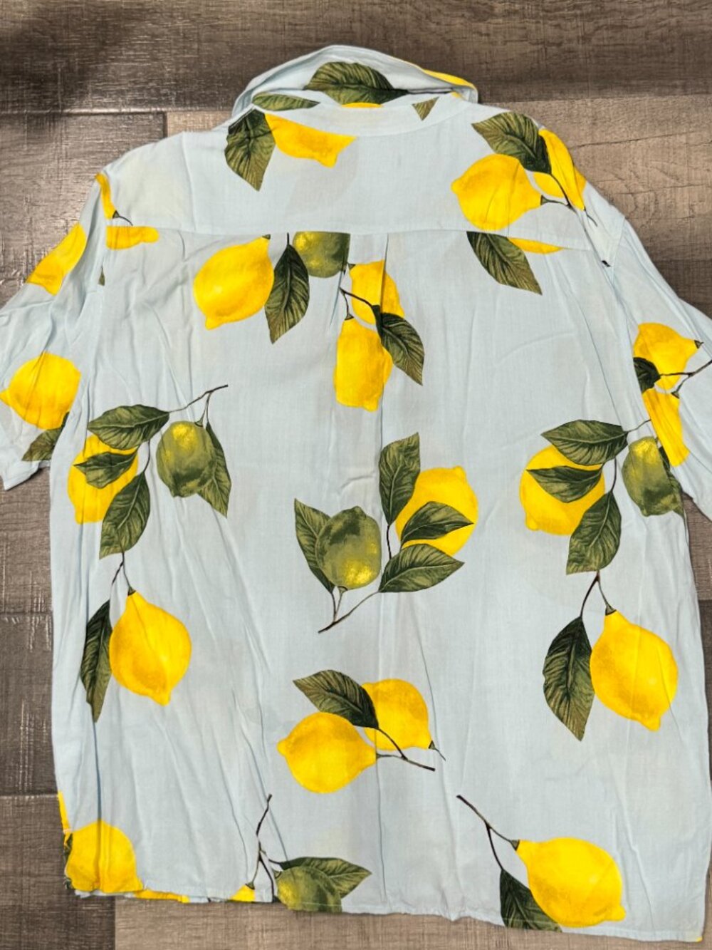 Original Use Lemon Tree & Leaf Print Short Sleeve Button Up Shirt – Size XL - Picture 2 of 2